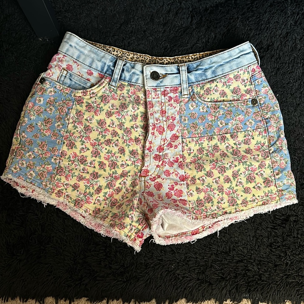Farm Rio Floral patchwork high waisted shorts